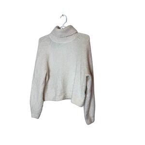 & Other Stories Sweater Womens Small White Fuzzy Turtleneck Raglan Pullover